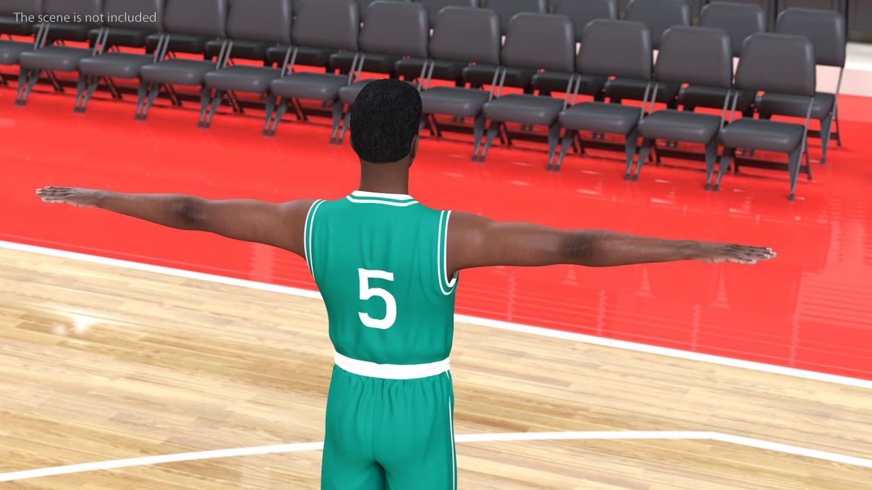 3D Dark Skin Teenager Basketball Player T Pose model