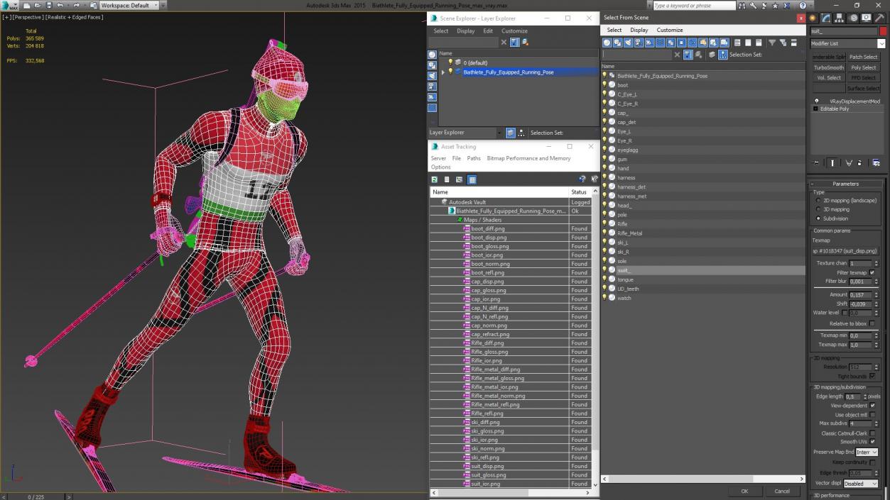 Biathlete Fully Equipped Running Pose 3D