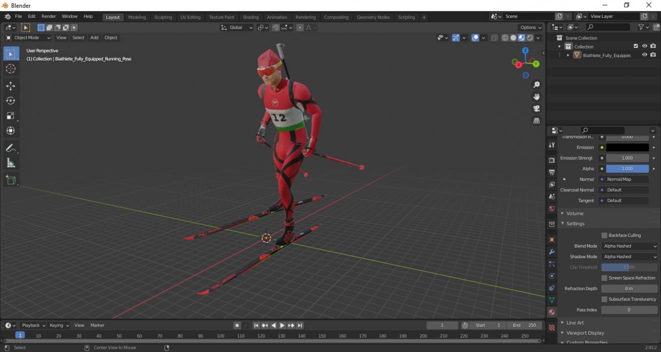 Biathlete Fully Equipped Running Pose 3D