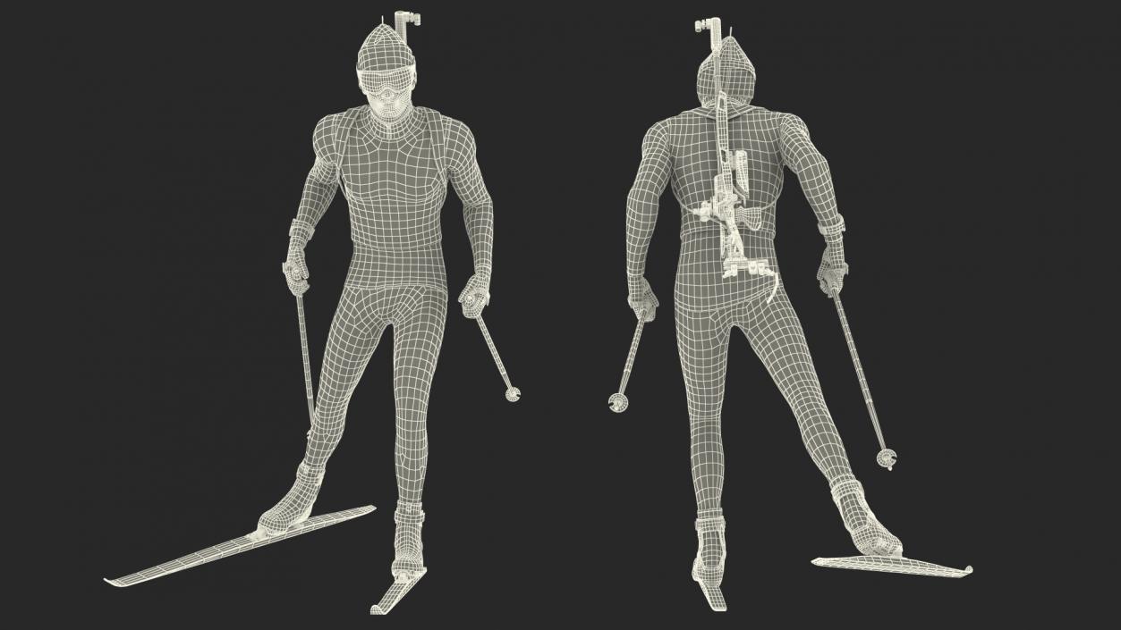 Biathlete Fully Equipped Running Pose 3D