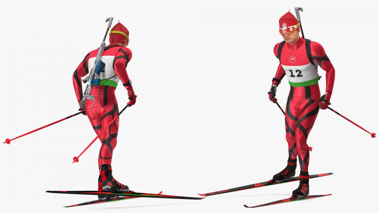 Biathlete Fully Equipped Running Pose 3D