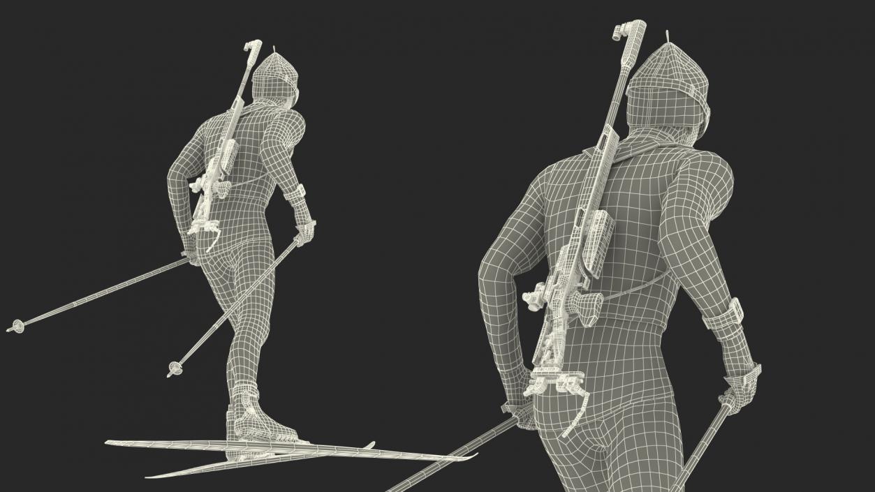 Biathlete Fully Equipped Running Pose 3D