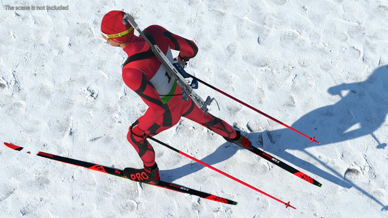 Biathlete Fully Equipped Running Pose 3D