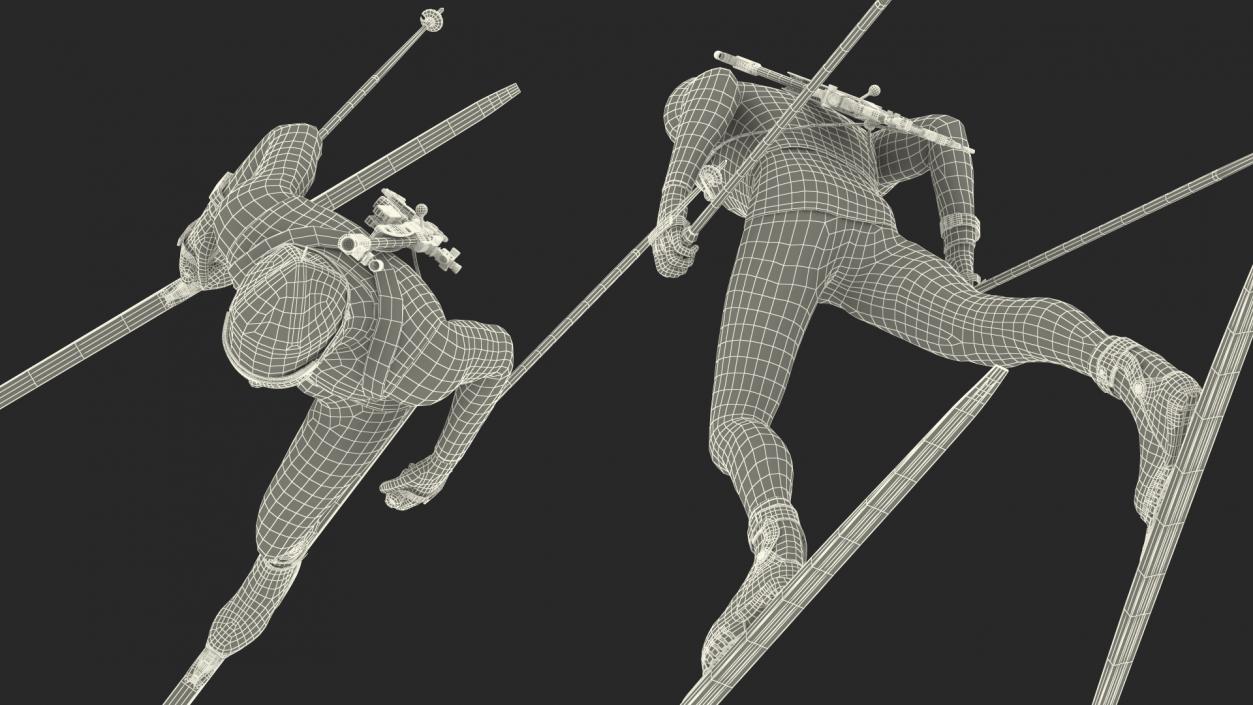 Biathlete Fully Equipped Running Pose 3D