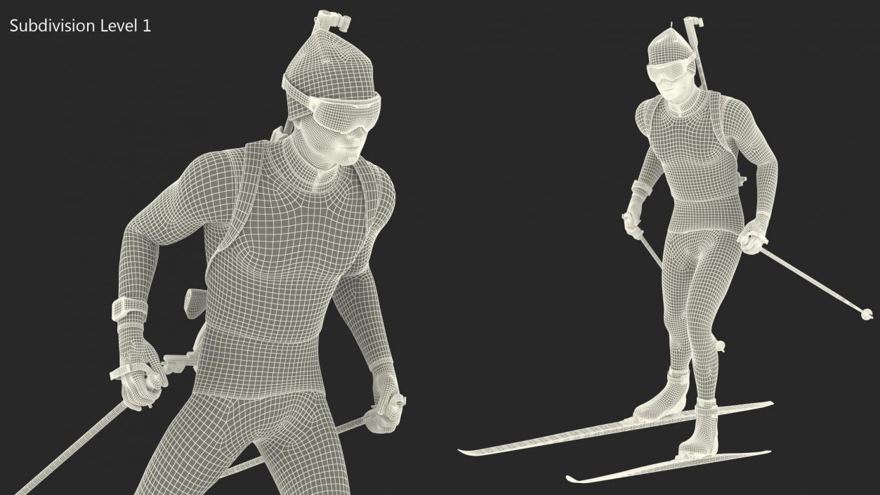 Biathlete Fully Equipped Running Pose 3D