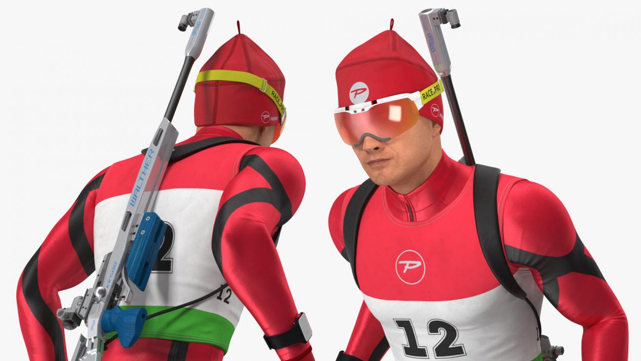 Biathlete Fully Equipped Running Pose 3D