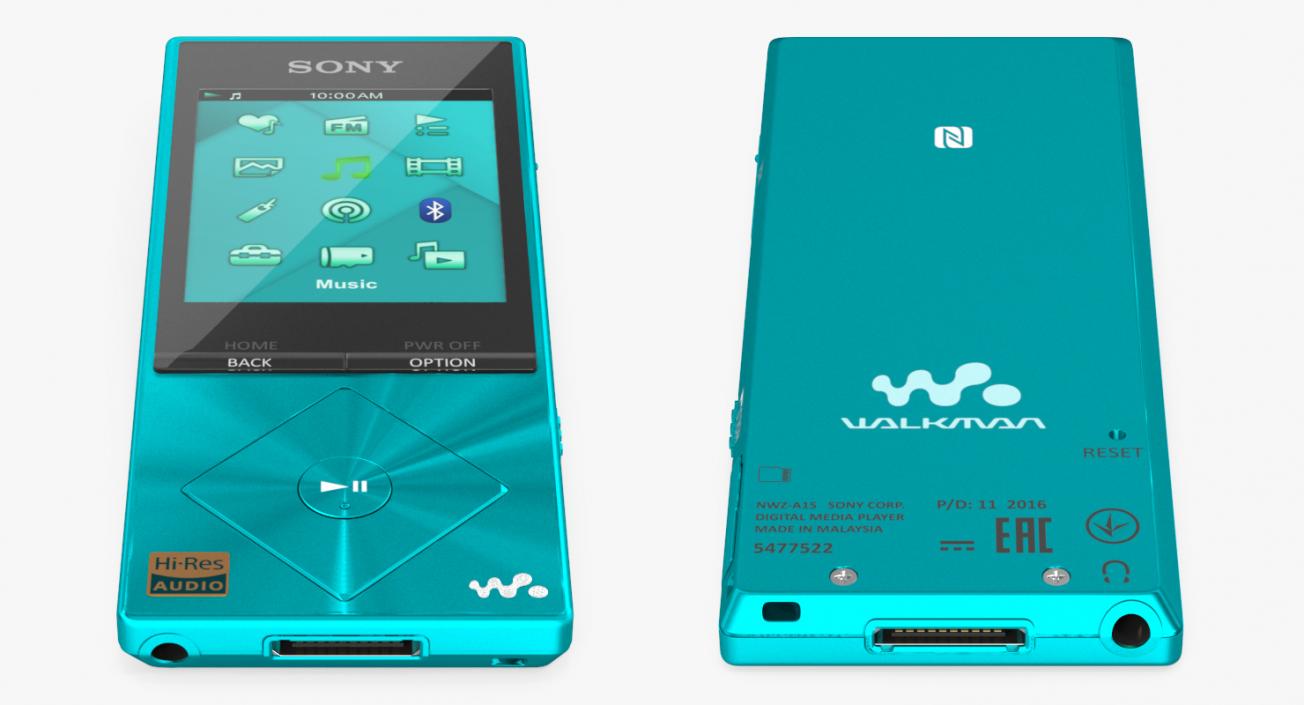 3D Sony NWZ A15 Walkman MP3 Player Turquoise