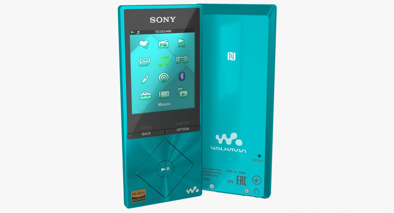 3D Sony NWZ A15 Walkman MP3 Player Turquoise