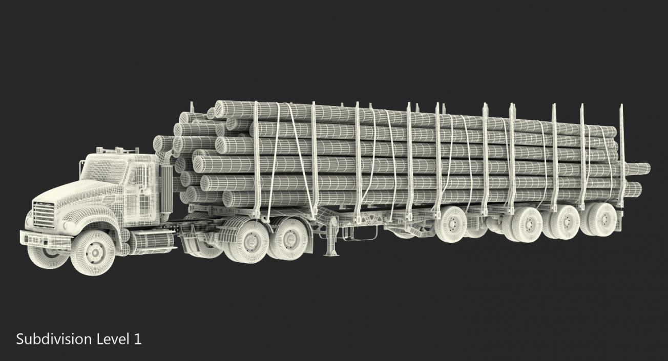 3D Truck with Logging Trailer