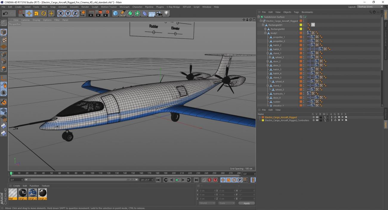 Electric Cargo Aircraft Rigged for Cinema 4D 3D model