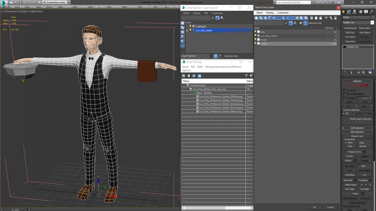 3D model Low Poly Waiter