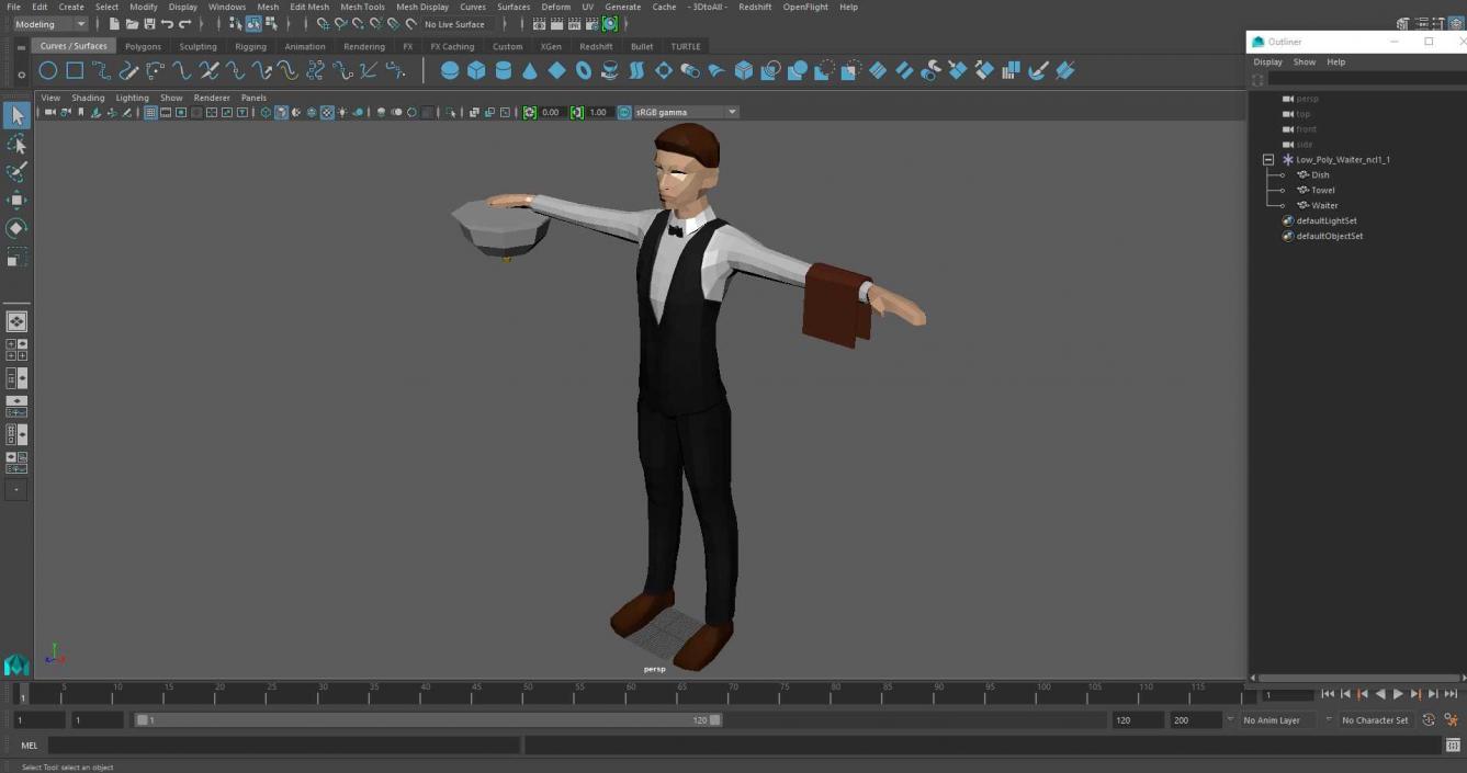 3D model Low Poly Waiter