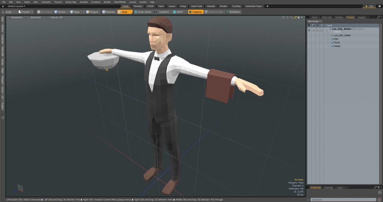 3D model Low Poly Waiter