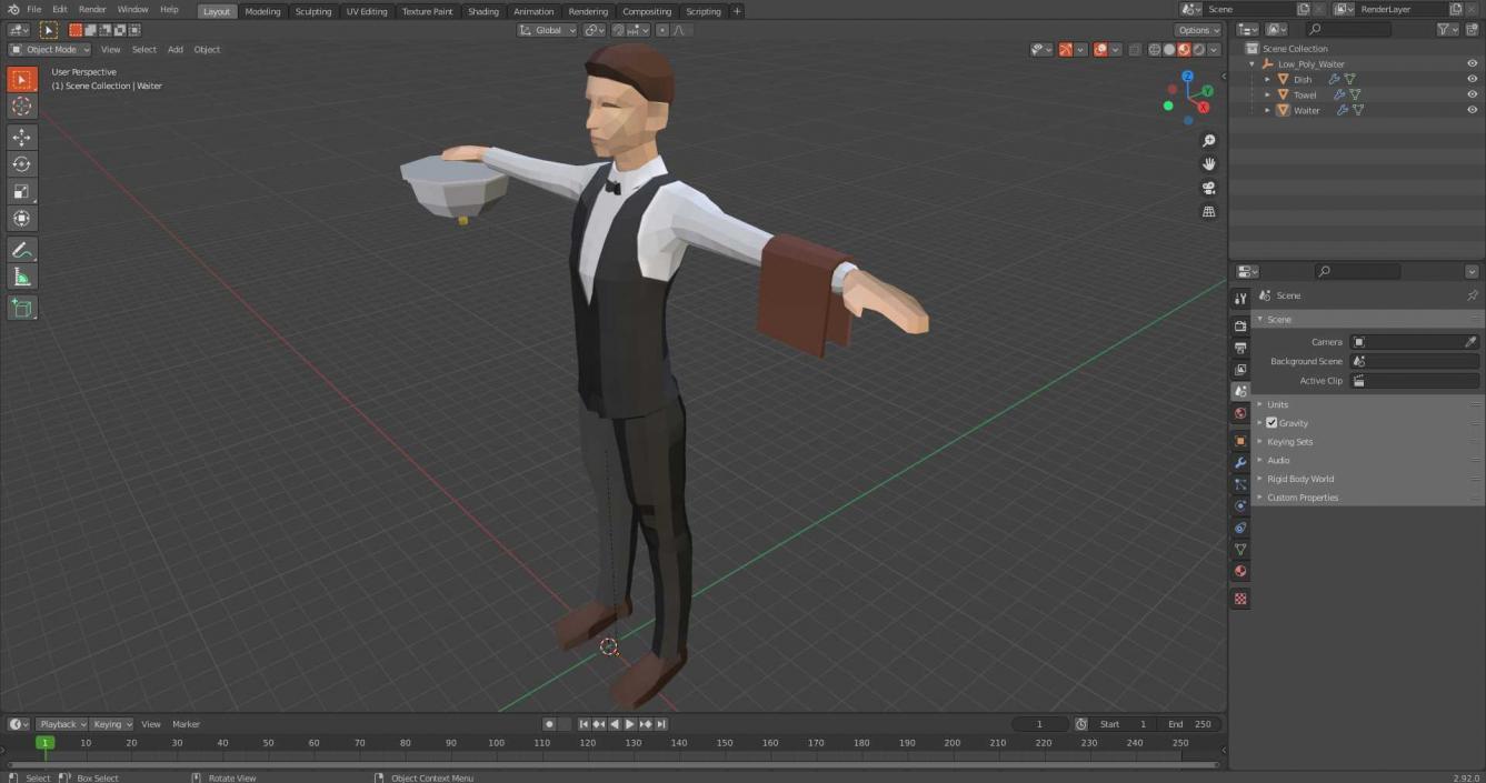 3D model Low Poly Waiter