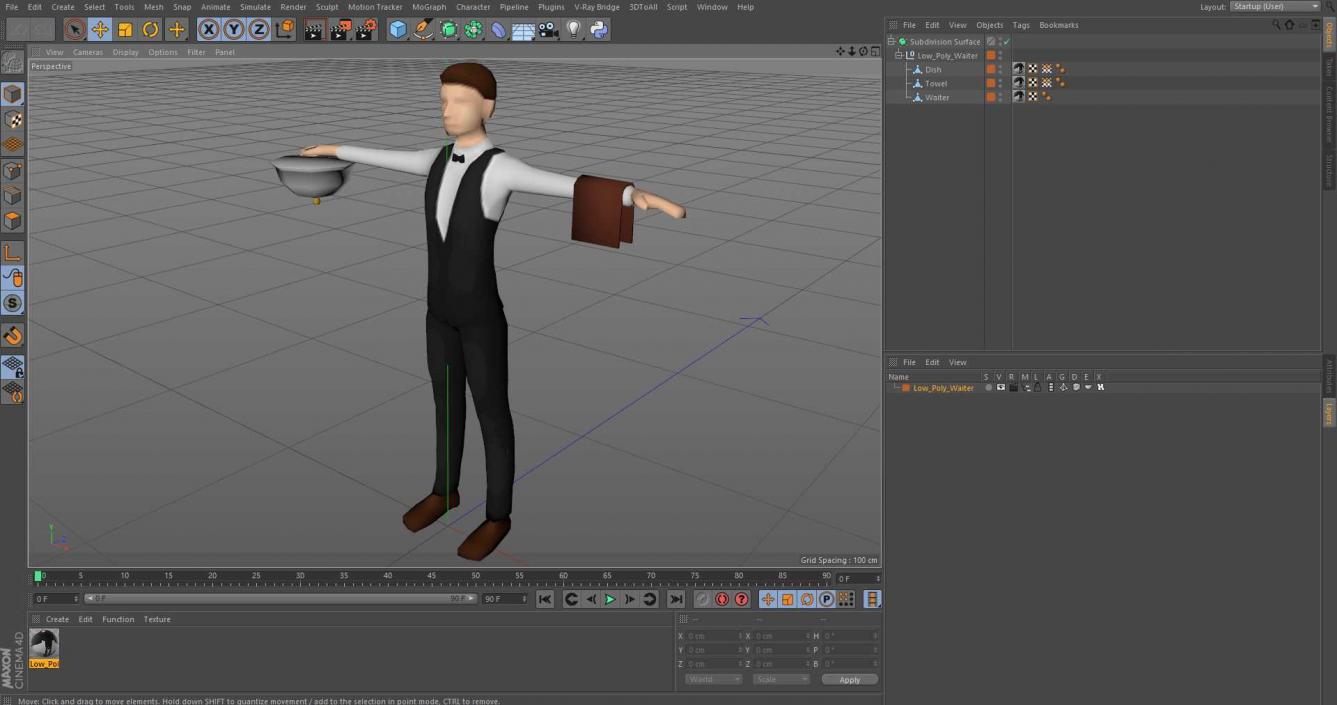 3D model Low Poly Waiter