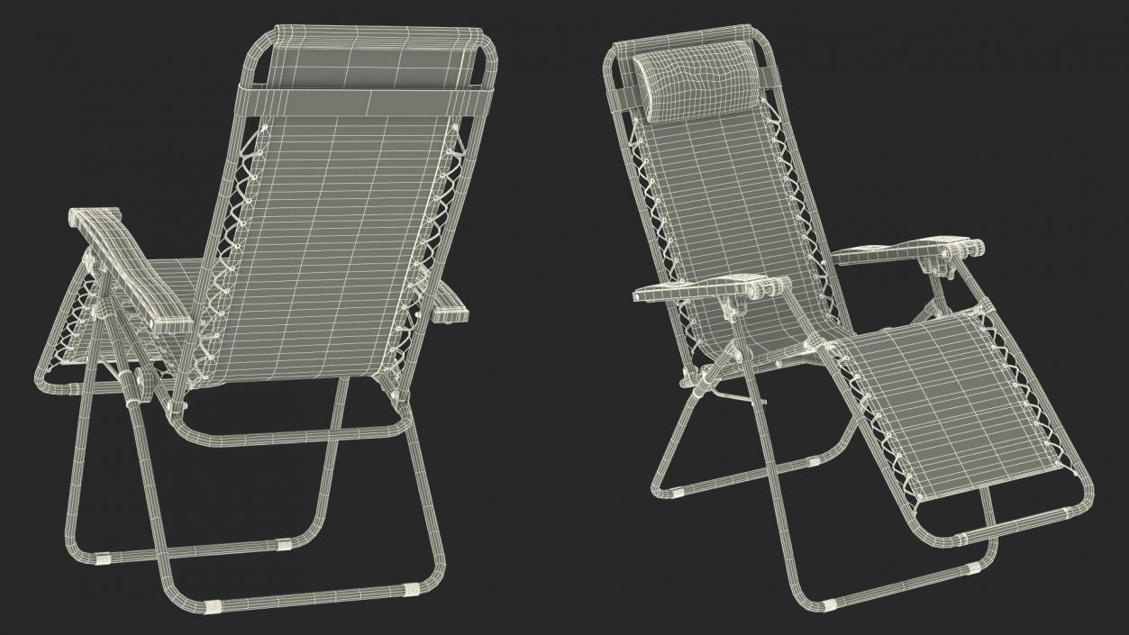 3D model Outsunny Folding Lounge Chair Black