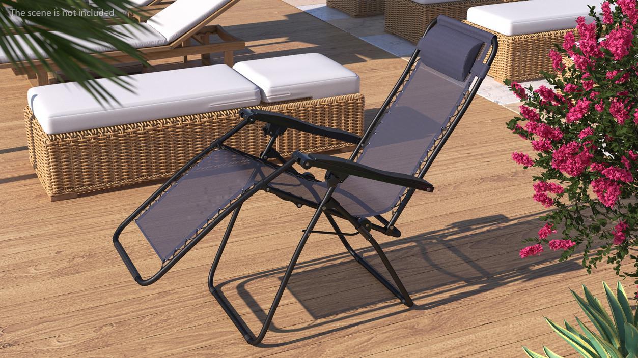 3D model Outsunny Folding Lounge Chair Black