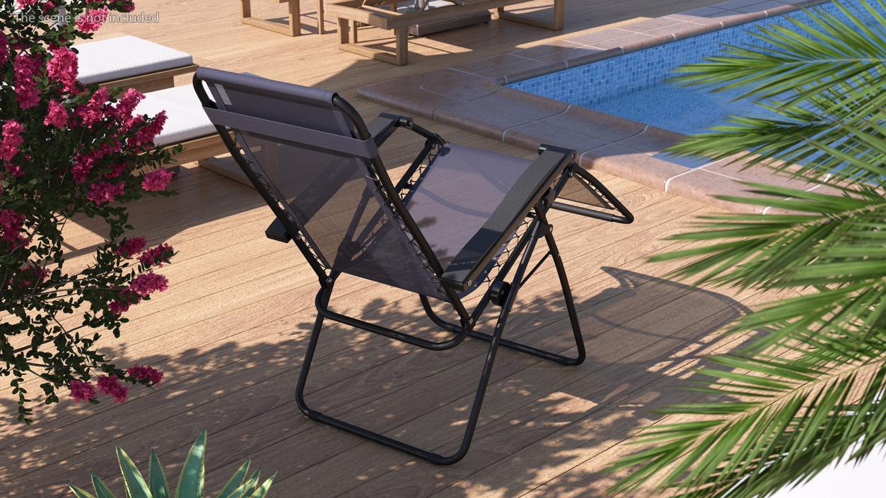 3D model Outsunny Folding Lounge Chair Black