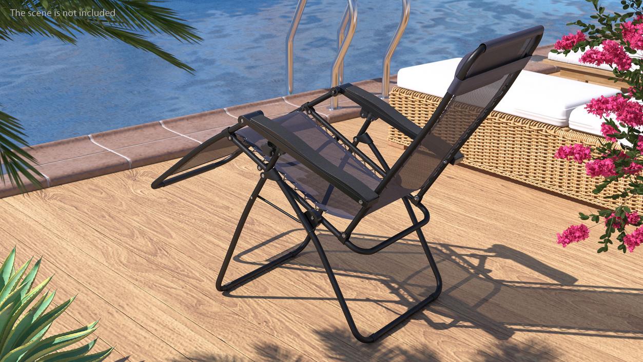 3D model Outsunny Folding Lounge Chair Black