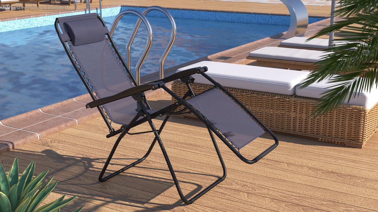 3D model Outsunny Folding Lounge Chair Black