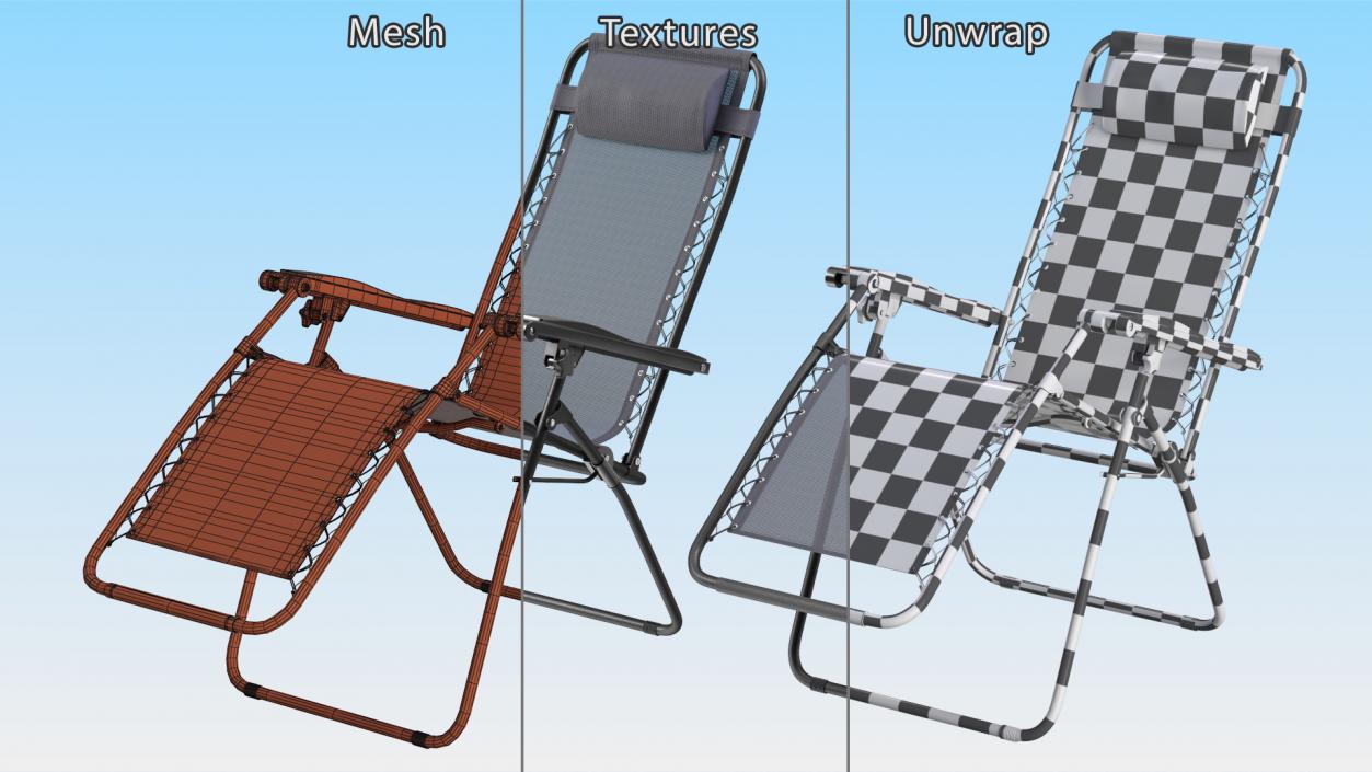 3D model Outsunny Folding Lounge Chair Black