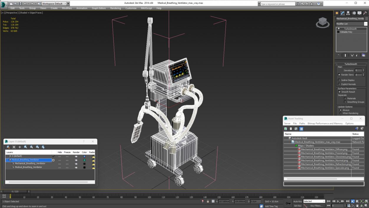 3D Medical Breathing Ventilator model