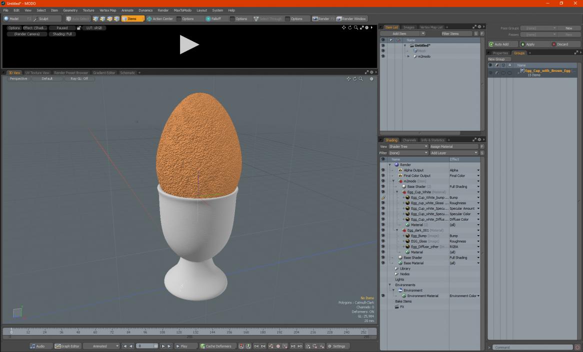 Egg Cup with Brown Egg 3D