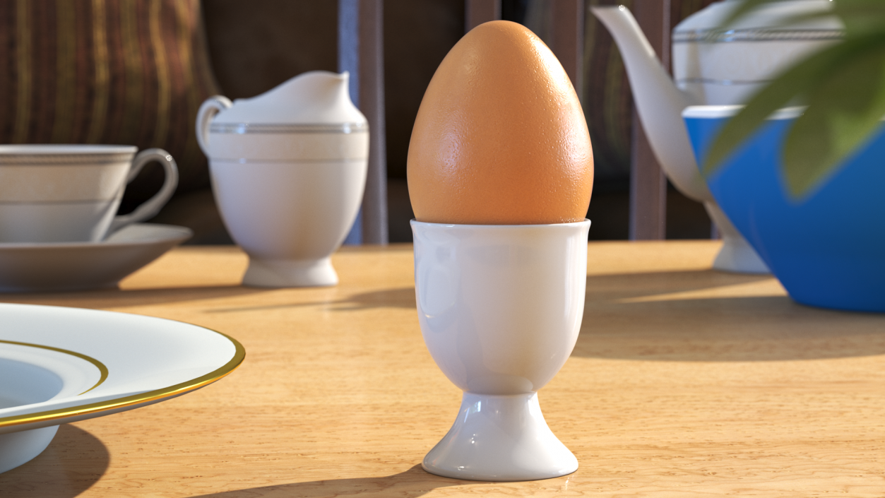 Egg Cup with Brown Egg 3D