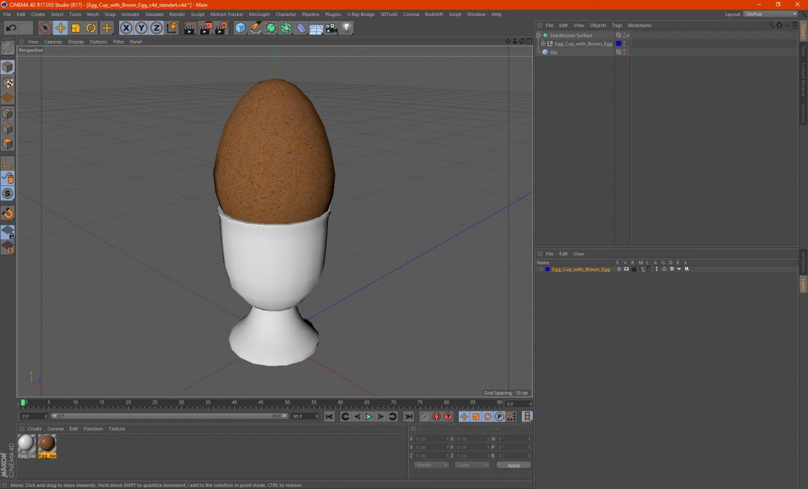 Egg Cup with Brown Egg 3D