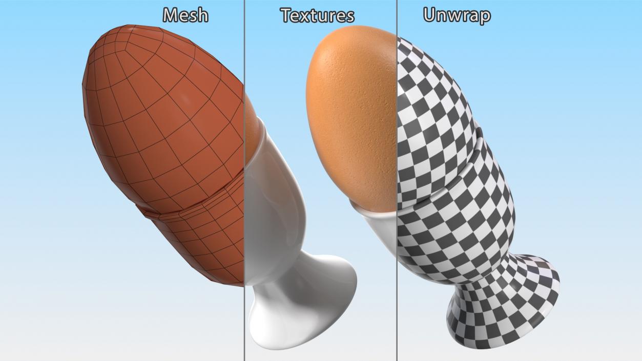 Egg Cup with Brown Egg 3D