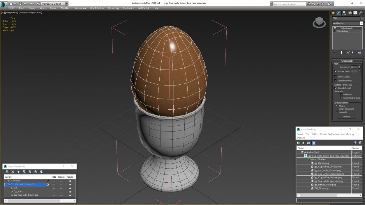 Egg Cup with Brown Egg 3D