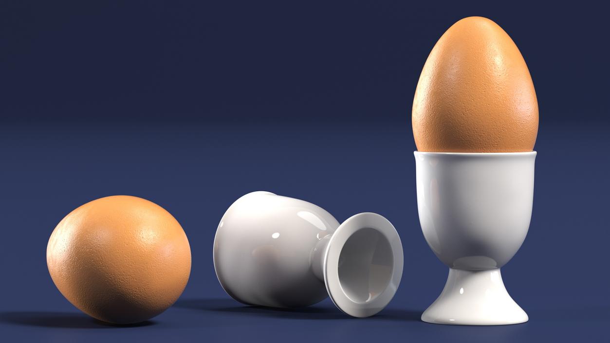 Egg Cup with Brown Egg 3D