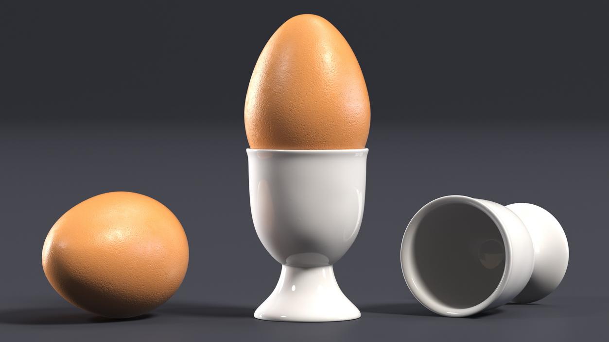 Egg Cup with Brown Egg 3D