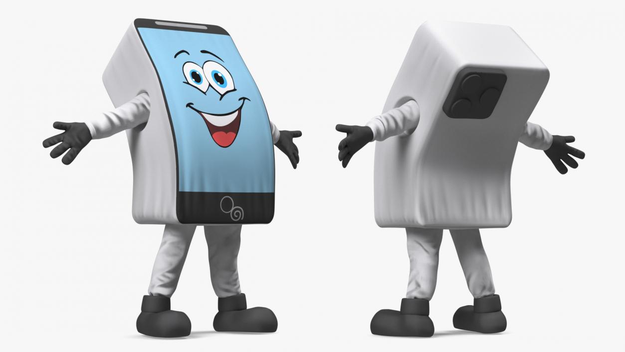 3D model White IPhone Mascot Happy Pose