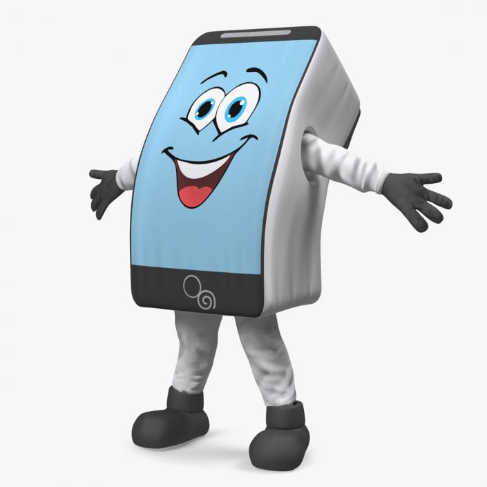 3D model White IPhone Mascot Happy Pose