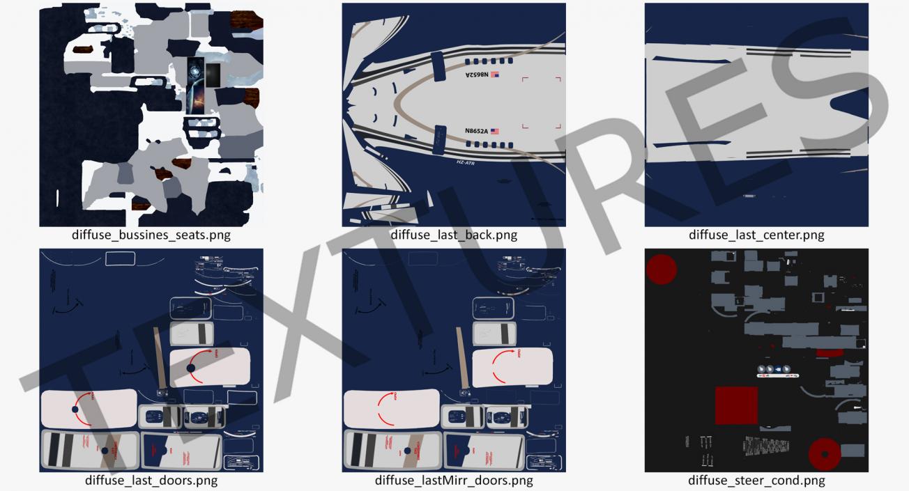 Economy Class Passenger Cabin 3D model