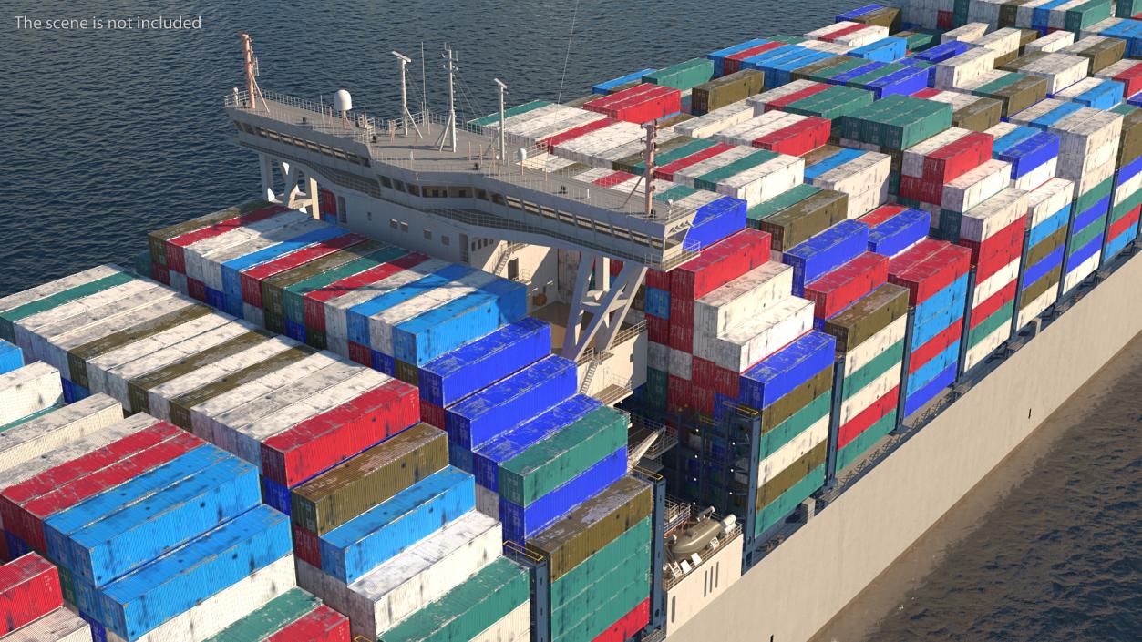 3D Container Ship Loaded