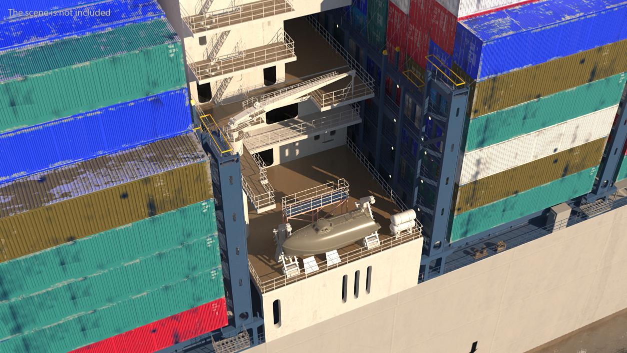 3D Container Ship Loaded