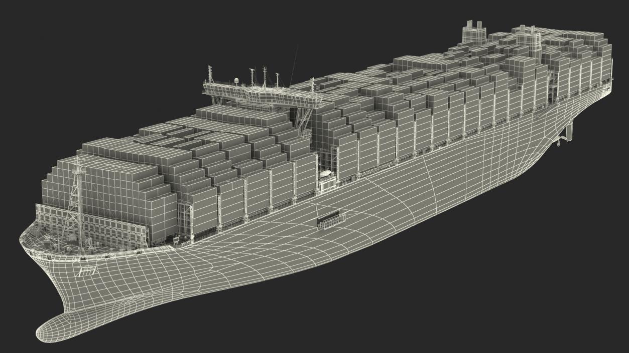 3D Container Ship Loaded