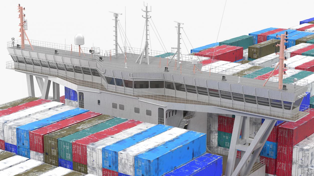 3D Container Ship Loaded