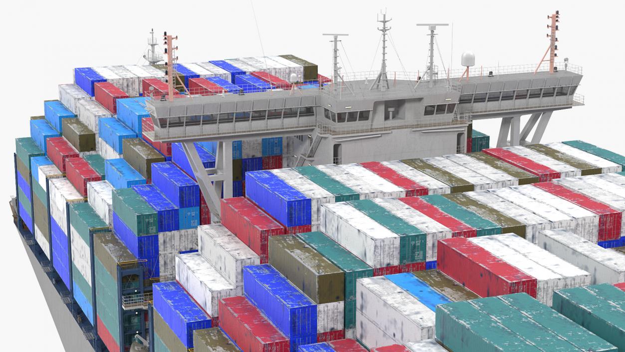 3D Container Ship Loaded