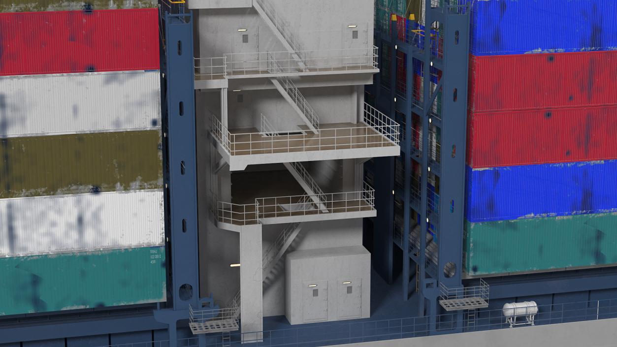 3D Container Ship Loaded