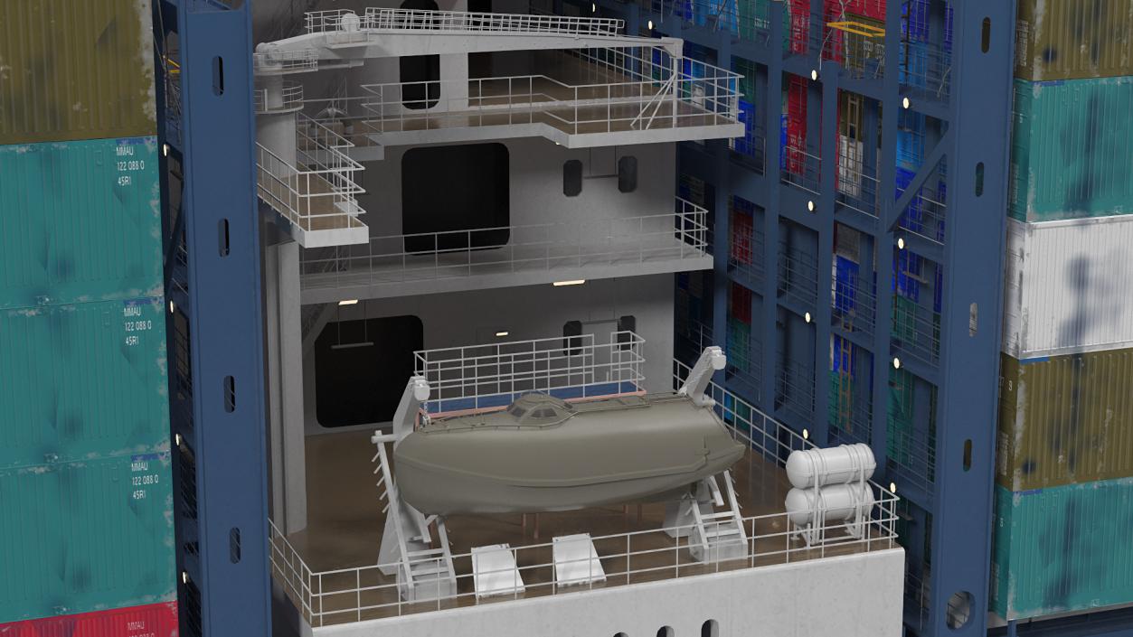 3D Container Ship Loaded