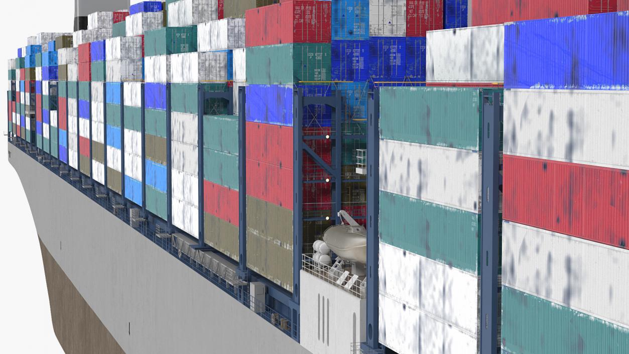 3D Container Ship Loaded