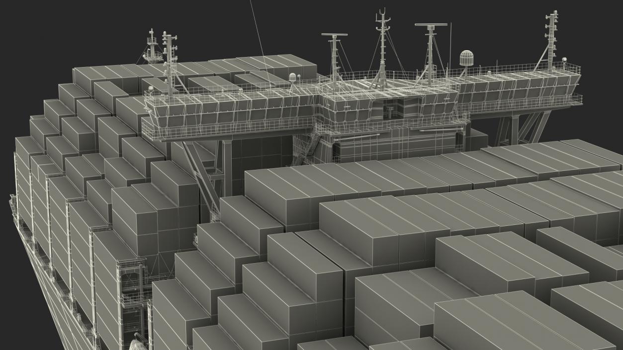 3D Container Ship Loaded