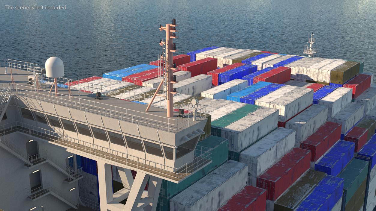 3D Container Ship Loaded