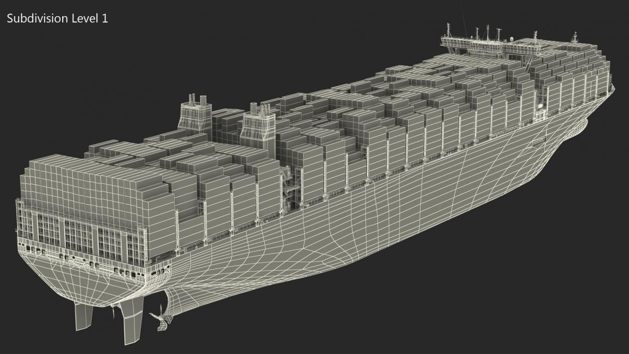 3D Container Ship Loaded