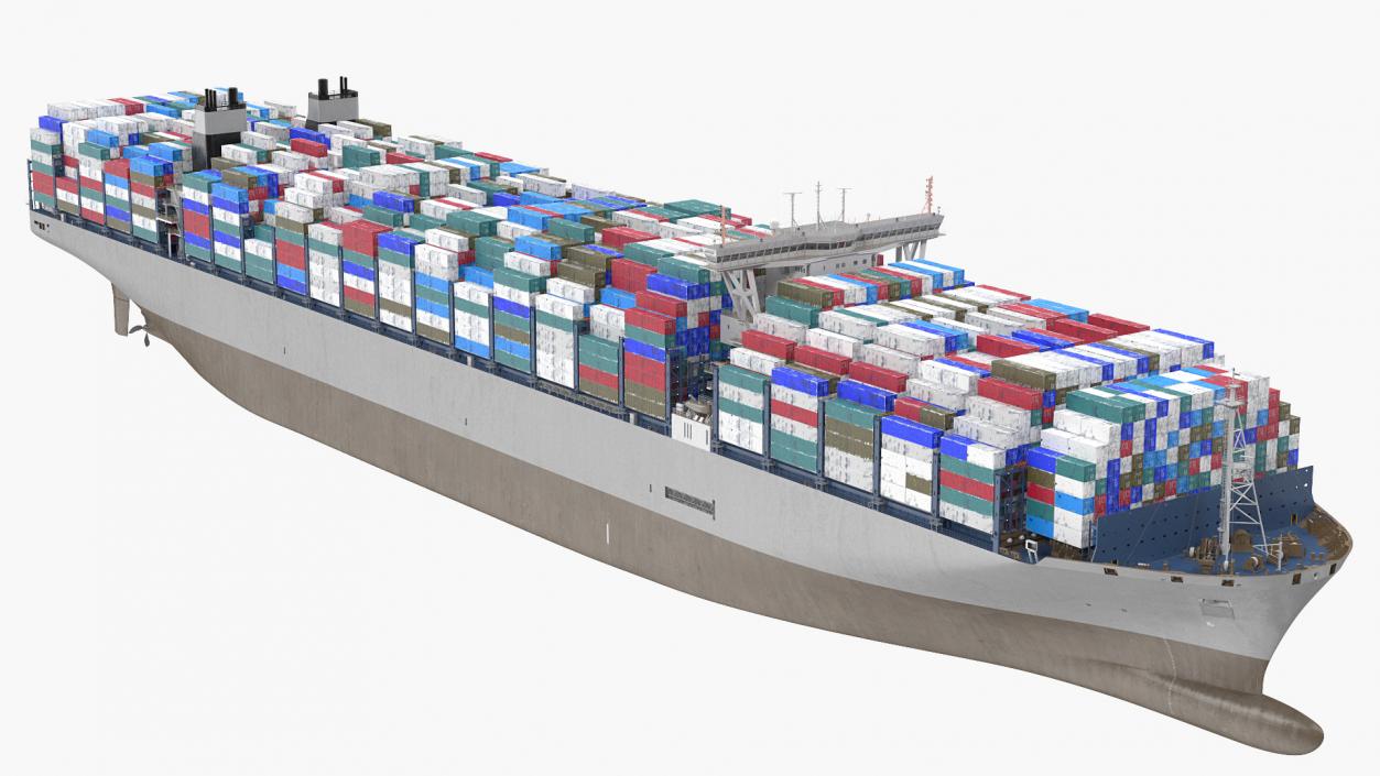 3D Container Ship Loaded