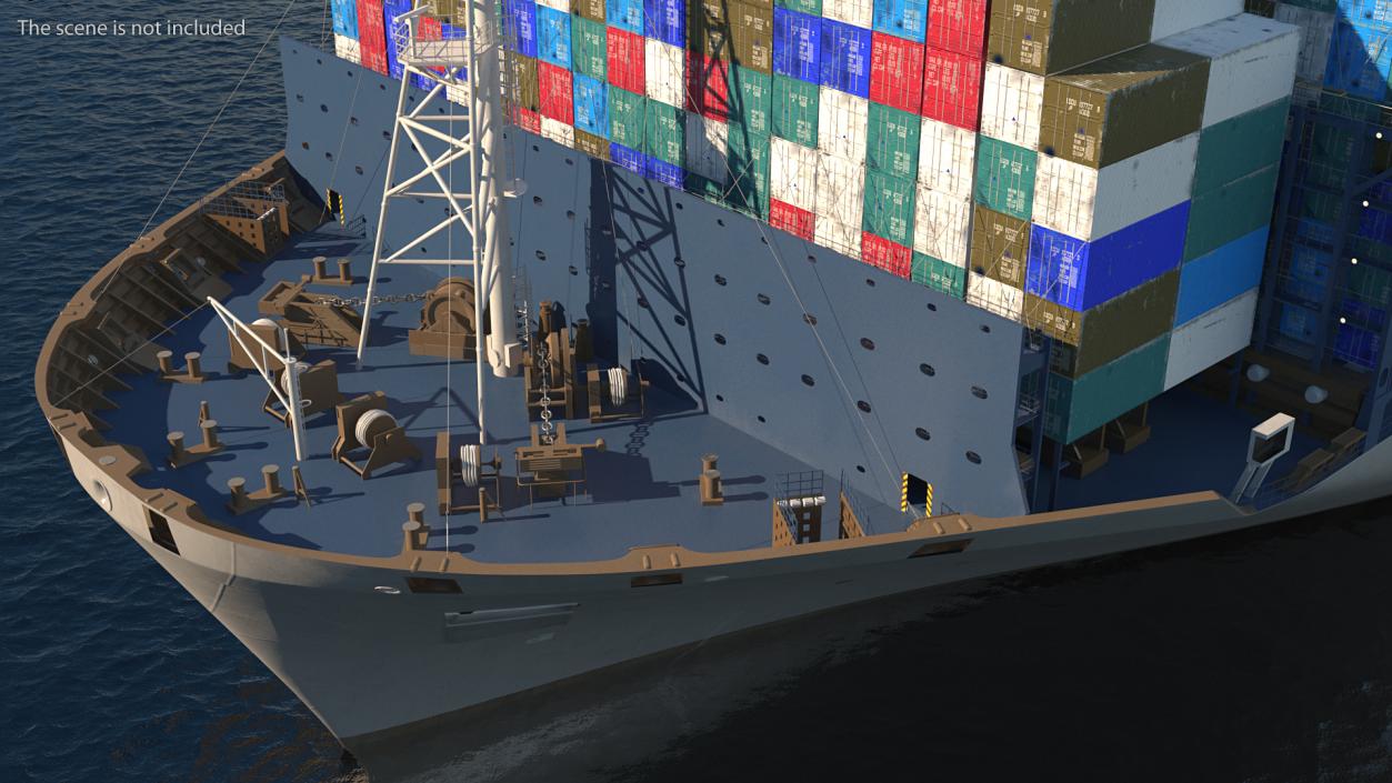 3D Container Ship Loaded