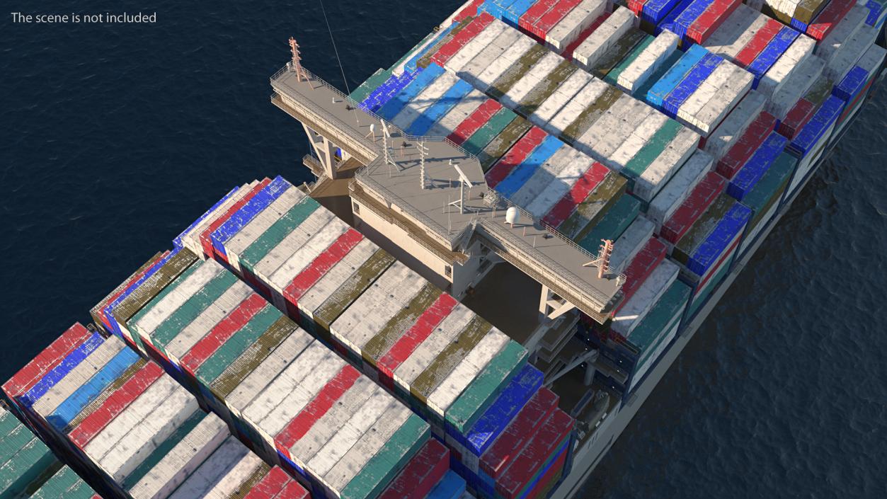 3D Container Ship Loaded